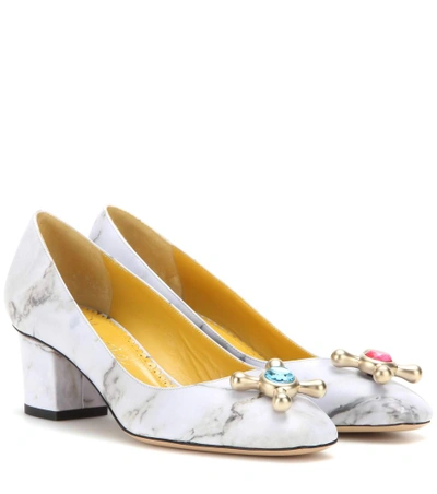 Charlotte Olympia Oprah Marble-print Leather Pumps In Multi