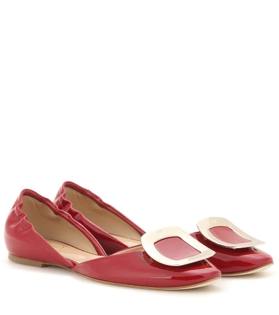 Roger Vivier Women's Ballerine Chips Patent Leather D'orsay Flats In Red