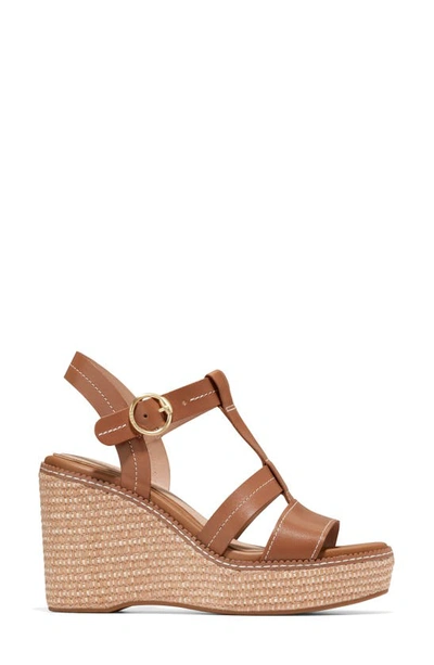 Shop Cole Haan Cloudfeel Espadrille Wedge Sandal In Honey Leather/ Natural Rope
