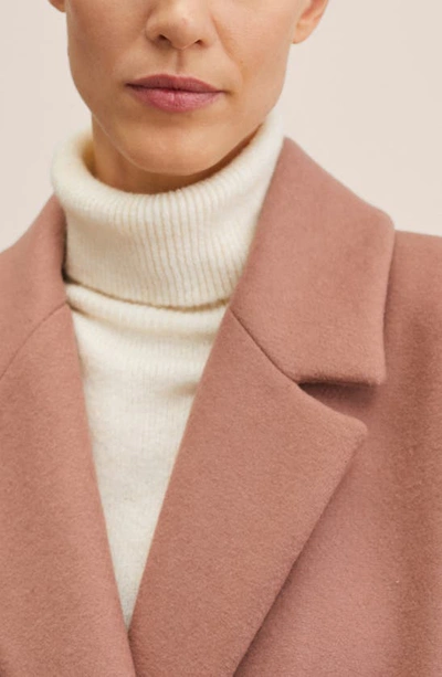 Shop Mango Oversize Wool Blend Coat In Pastel Pink