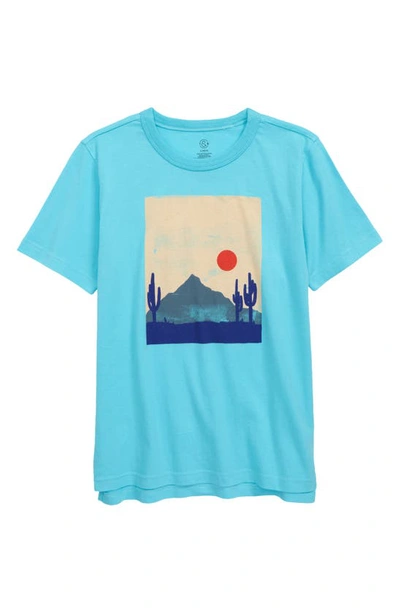 Shop Treasure & Bond Kids' Relaxed Fit Graphic Tee In Teal Desert Landscape