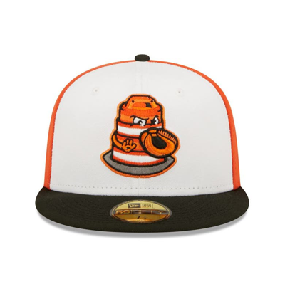 Shop New Era White/black Peoria Chiefs Orange Barrels Theme Night 59fifty Fitted Hat