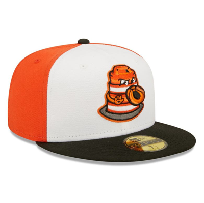 Shop New Era White/black Peoria Chiefs Orange Barrels Theme Night 59fifty Fitted Hat