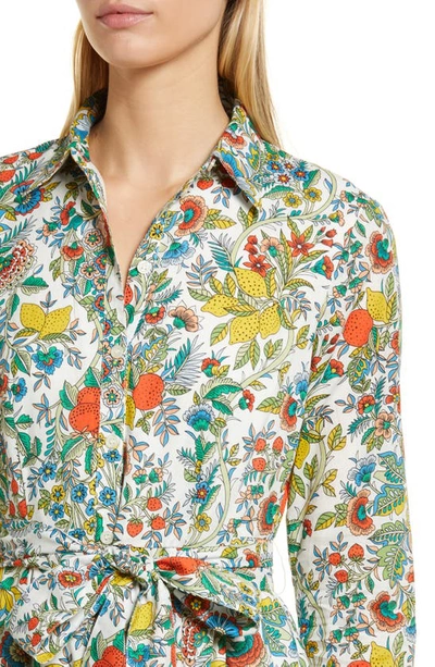 Shop Boden Kitty Midi Long Sleeve Button-up Shirtdress In Ivory Lemon Fizz