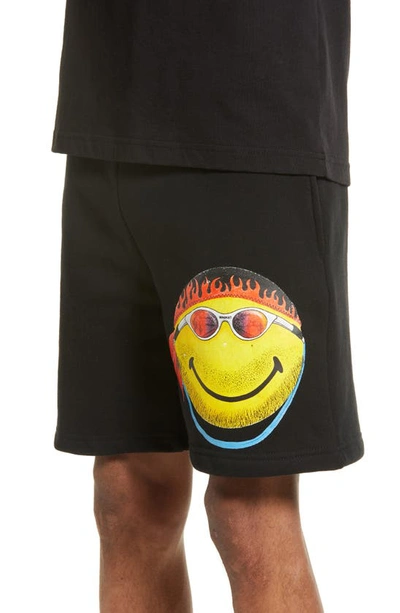 Shop Market Smiley Graphic Cotton Sweat Shorts In Black
