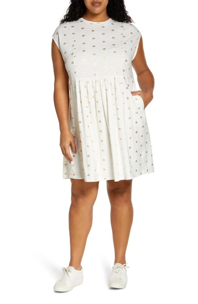 Shop Boden Cotton Jersey T-shirt Dress In Ivory And Gold Foil