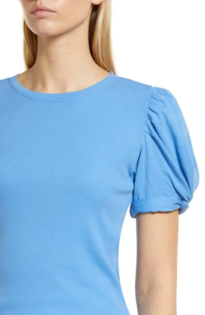 Shop 1.state Puff Sleeve Rib Knit T-shirt In Iris Blue