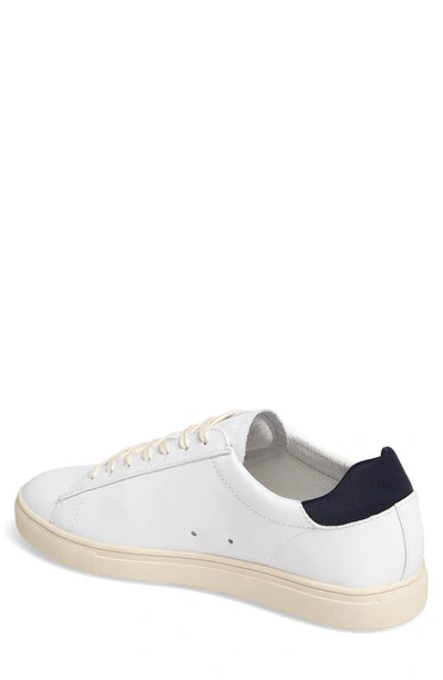 Clae Bradley Sneaker In White Leather Navy Neoprene