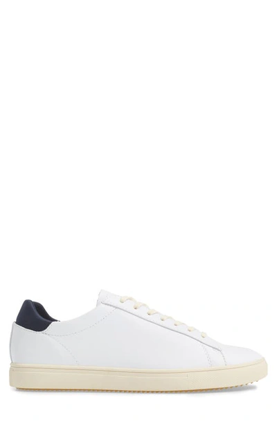 Clae Bradley Sneaker In White Leather Navy Neoprene