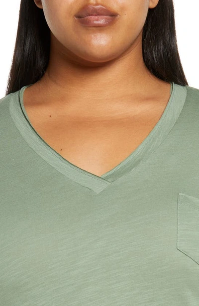 Shop Caslon Short Sleeve V-neck T-shirt In Green Dune
