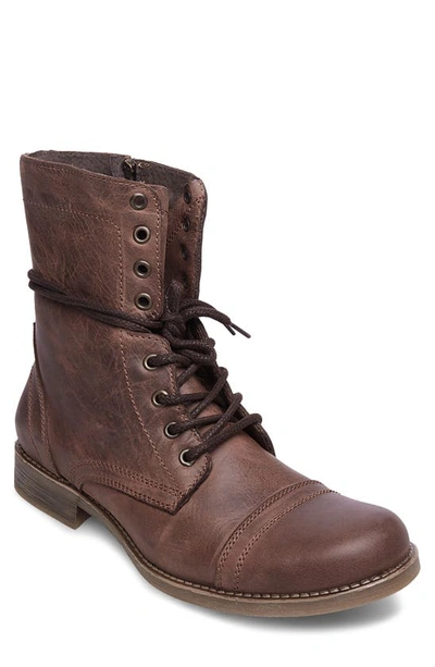 Shop Steve Madden Troopah-c Cap Toe Boot In Brown Leather