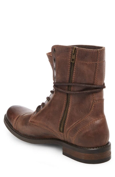 Shop Steve Madden Troopah-c Cap Toe Boot In Brown Leather