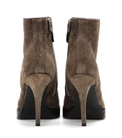 Shop Rick Owens Suede Ankle Boots In Grey