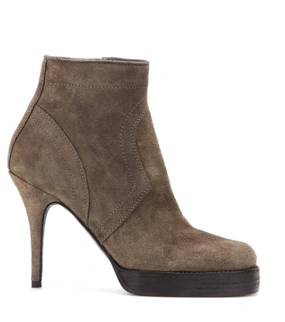 Shop Rick Owens Suede Ankle Boots In Grey