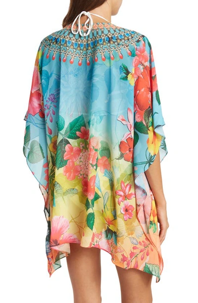 Ranee's Blooming Print Poncho In Ombre
