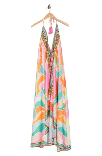 Ranee's Print Halter Dress In Pink