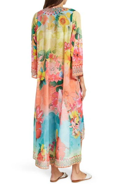 Ranee's Blooming Floral Long Duster In Yellow