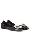Roger Vivier Chips Strass Patent-leather Ballerina Flats In Black