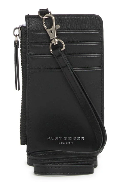 Shop Kurt Geiger Quilted Card Case With Strap In Black