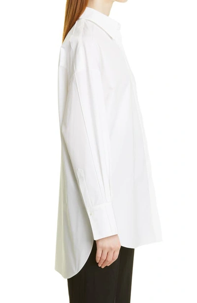 Shop Partow Hugo Stripe Sleeve Cotton Button-up Blouse In White Black Combo