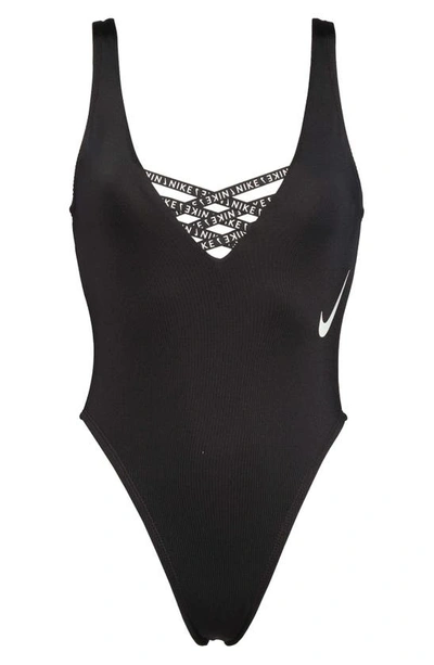 Shop Nike Sneakerini One-piece Swimsuit In Black
