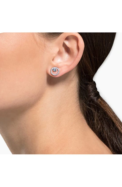 Shop Swarovski Creativity Circle Stud Earrings In Rose Gold