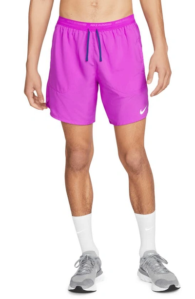 Shop Nike Dri-fit Stride 2-in-1 Running Shorts In Purple/ Royal Blue