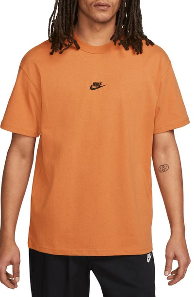 Shop Nike Premium Essential Cotton T-shirt In Hot Curry/ Black