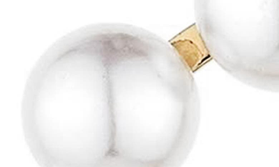 Ettika Crystal & Imitation Pearl Frontal Hoop Earrings In Gold