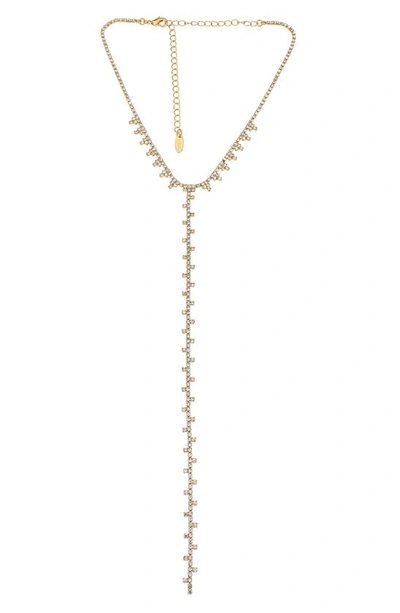 Ettika Crystal Y-necklace In Gold