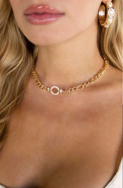 Ettika Eternity Crystal Circle Chain Link Necklace In Gold
