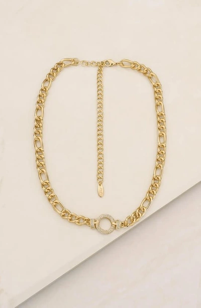 Ettika Eternity Crystal Circle Chain Link Necklace In Gold
