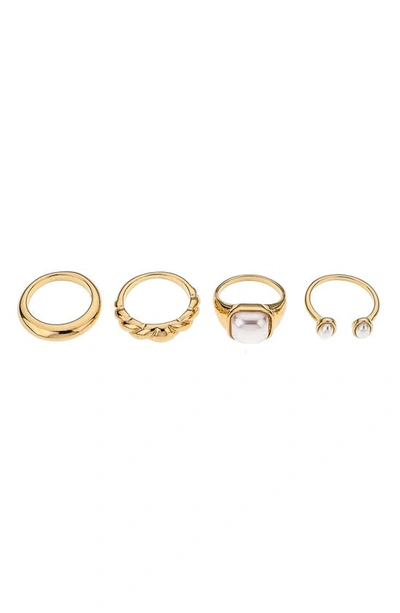 Shop Ettika Set Of 4 Ultimate Babe Ring Set In Gold
