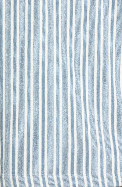 Shop Vince Cabana Stripe Cotton Short Sleeve Button-up Shirt In Smoke Blue/ Off White