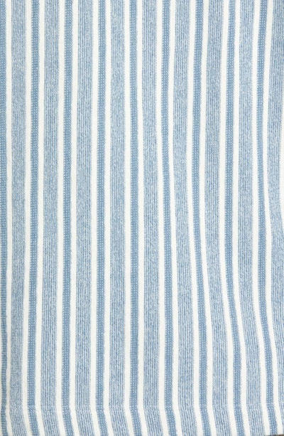 Vince Cabana Stripe Cotton Short Sleeve Button-up Shirt In Smoke Blue/ Off White