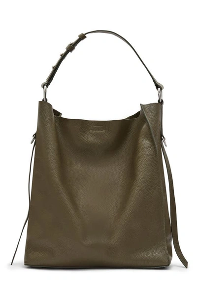 Shop Allsaints Captain Leather Tote In Sycamore Green