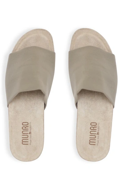 Shop Munro Casita Slide Sandal In Khaki Fabric/ Suede