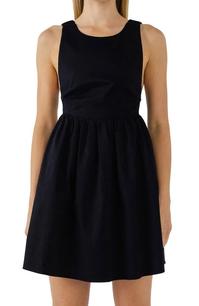 Grey Lab Scrunchie Open Back Mini Dress In Black