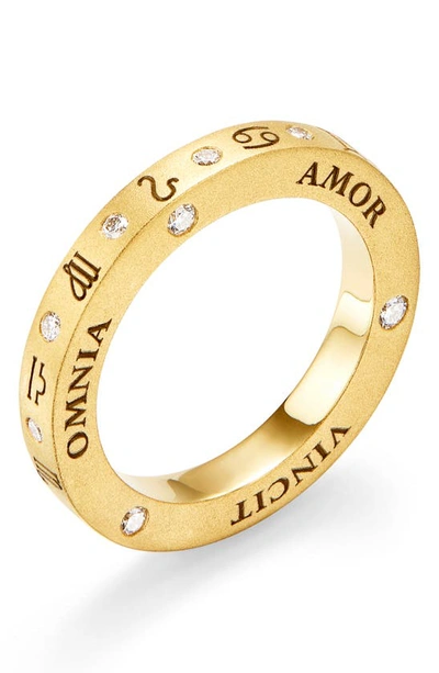 Shop Temple St Clair Astrid Zodiac Diamond Band Ring In Yellow Gold