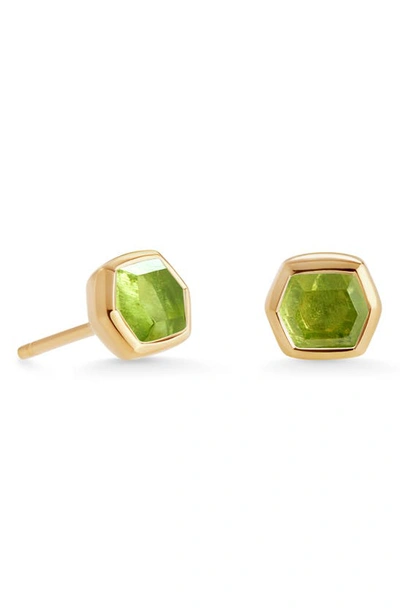 Shop Kendra Scott Davie Stud Earrings In Green Peridot