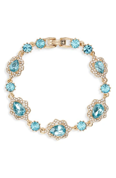Shop Marchesa Crystal Halo Bracelet In Gold/ Light Turquoise/ Crystal