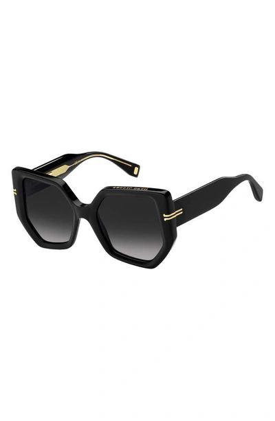 Shop Marc Jacobs Geometric Sunglasses In Black / Grey Shaded