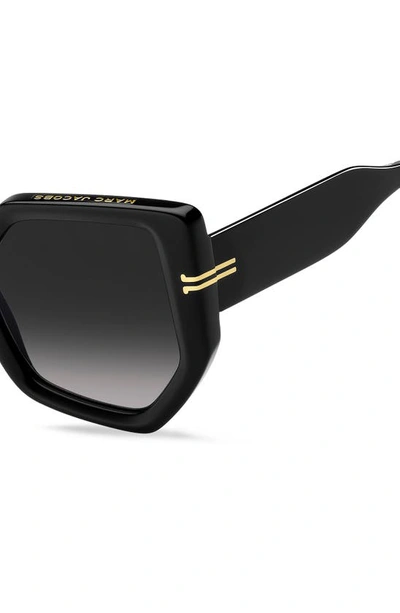 Shop Marc Jacobs Geometric Sunglasses In Black / Grey Shaded