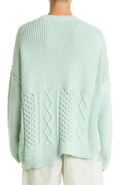 Shop Ambush Patchwork Logo Cable Knit Sweater In Green/ Lily