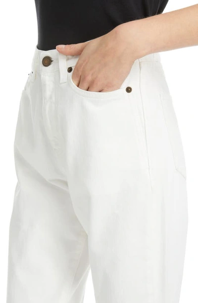 Shop Saint Laurent High Waist Destroyed Hem Carrot Fit Jeans In Vintage White