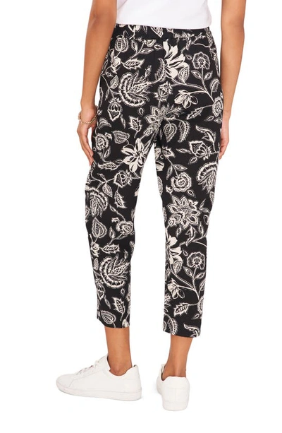 Vince Camuto Printed Straight-leg Cropped Pants In Rich Black