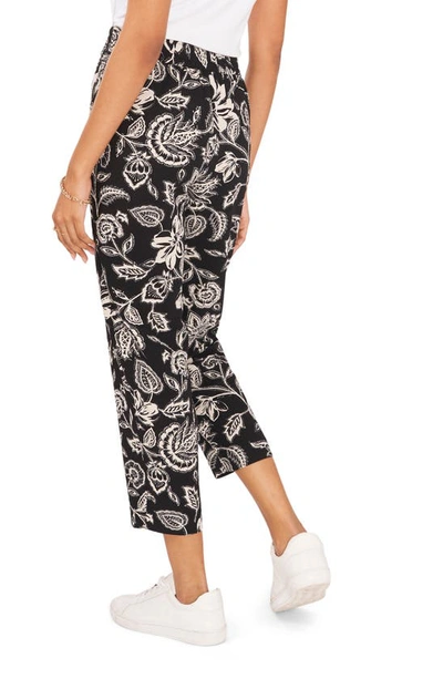 Vince Camuto Printed Straight-leg Cropped Pants In Rich Black