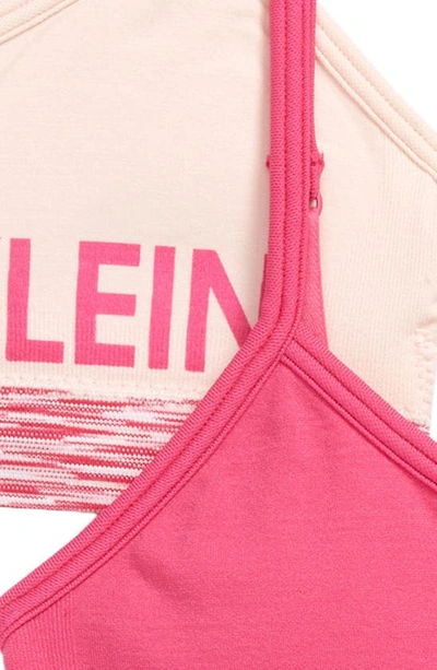 Shop Calvin Klein Seamless Soft Crop Bras In Crystal Pink Space Dye/fuschia