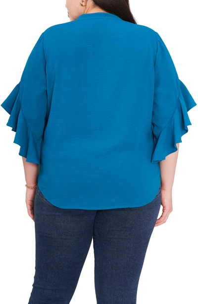 Shop Vince Camuto Ruffle Sleeve Blouse In Teal Waters