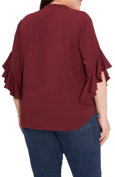 Shop Vince Camuto Ruffle Sleeve Blouse In Cranberry